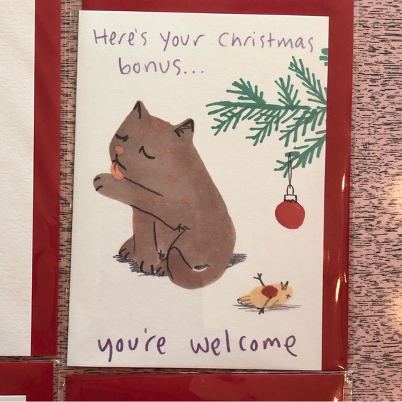 Cheeky Cat Christmas Cards - 8 - with envelopes - Jo Clark Design Christ… - Picture 6 of 12